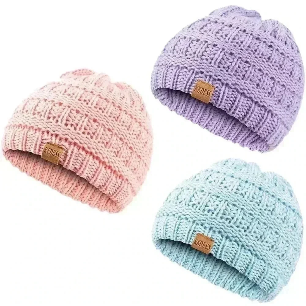 Chunky Knit Pink, Blue and Purple Baby Beanies